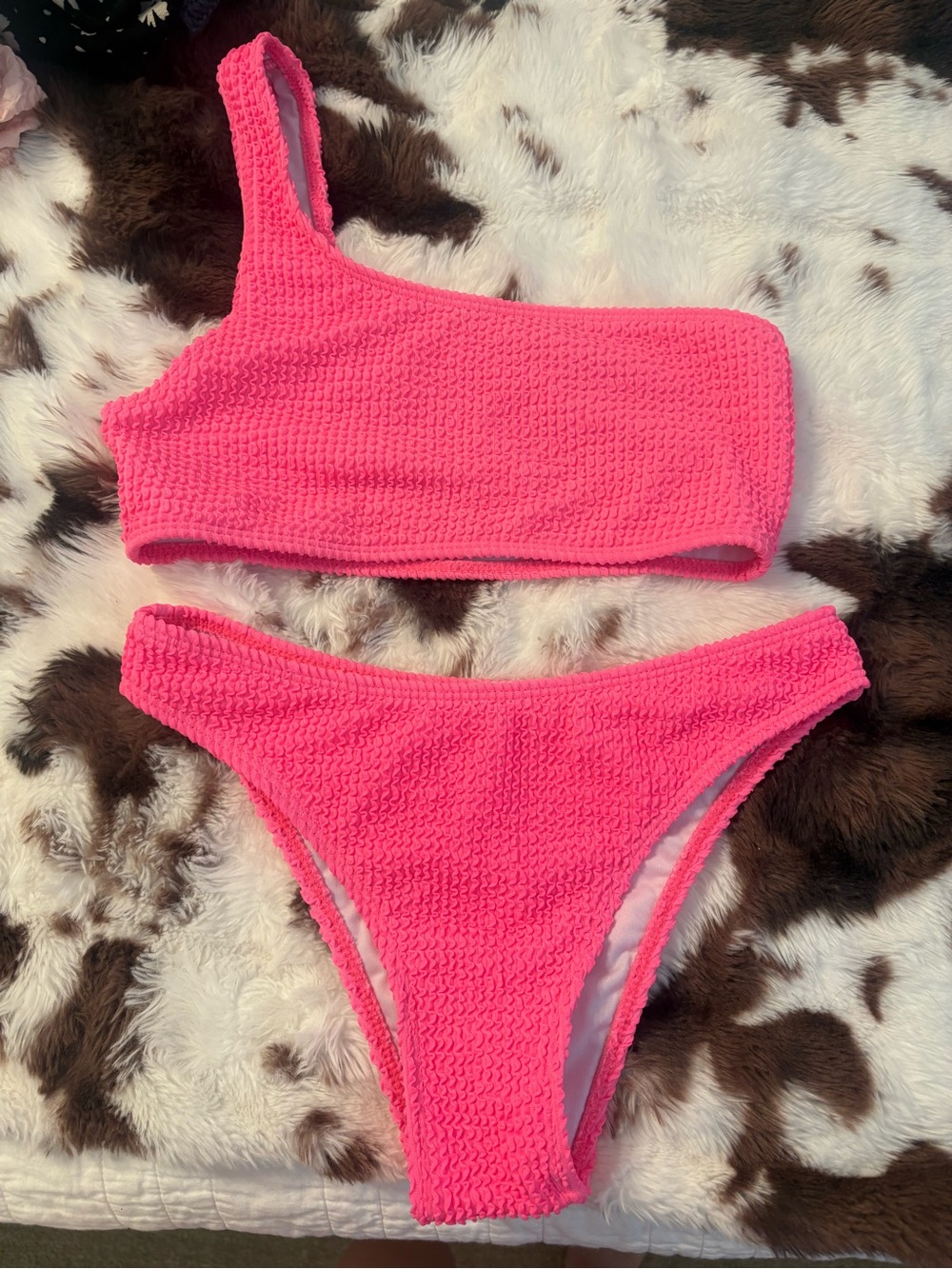 Girls One-Shoulder One-Piece Swim - Bright Pink
